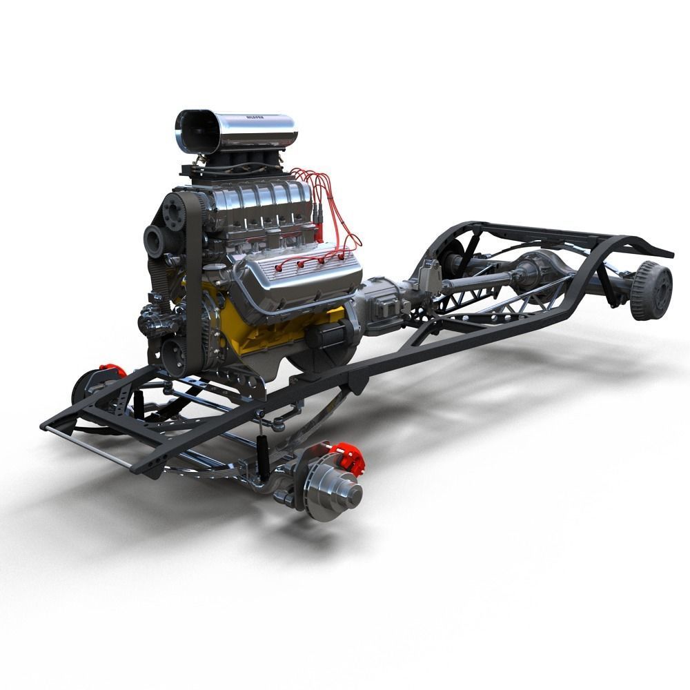 HotRod custom frame highpoly 3D model_2