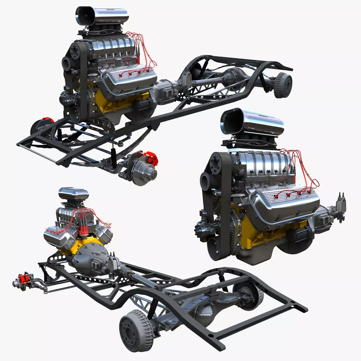 HotRod custom frame highpoly 3D model_0