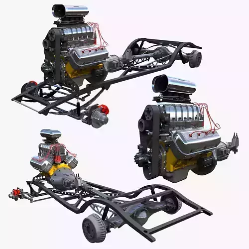 HotRod custom frame highpoly 3D model