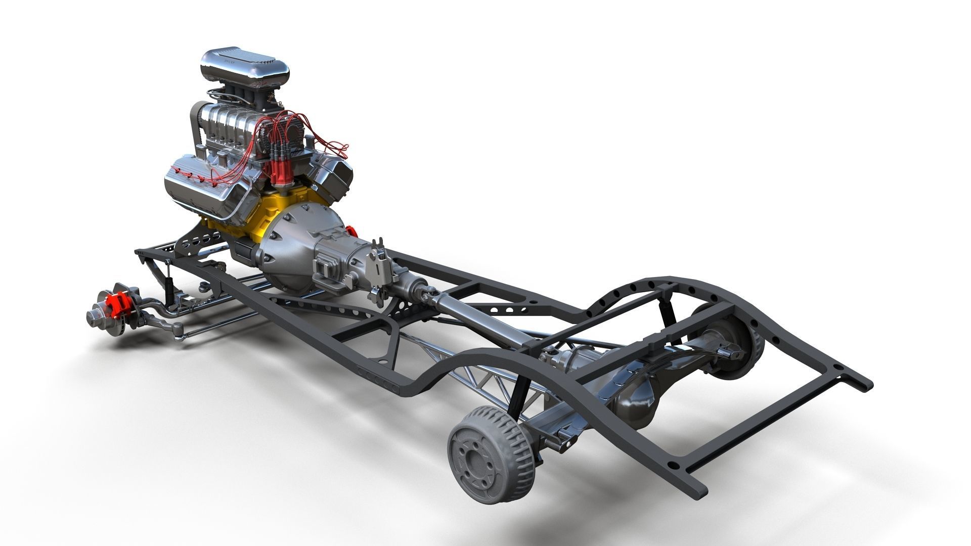 HotRod custom frame highpoly 3D model_6