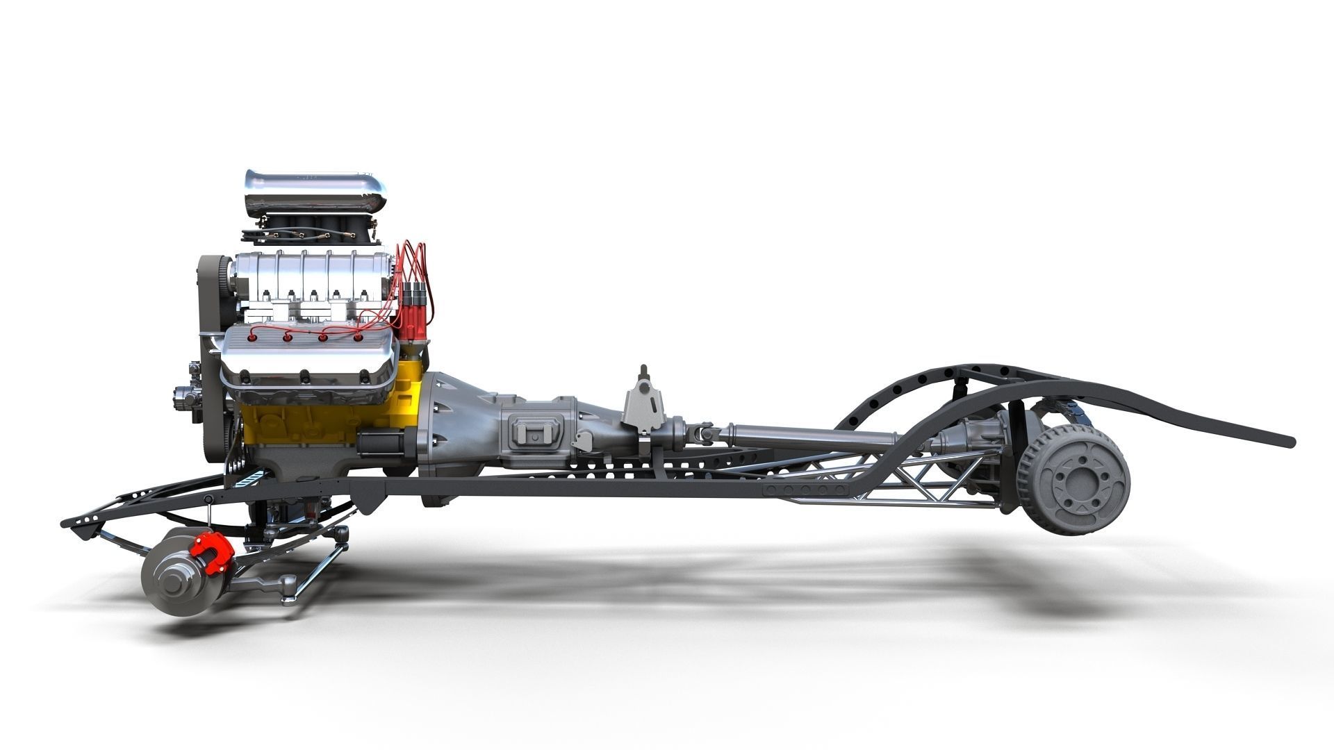 HotRod custom frame highpoly 3D model_7