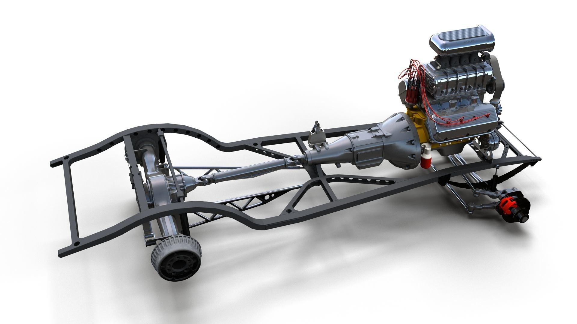 HotRod custom frame highpoly 3D model_9