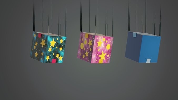 LootBox gift box with stars Low-poly 3D model