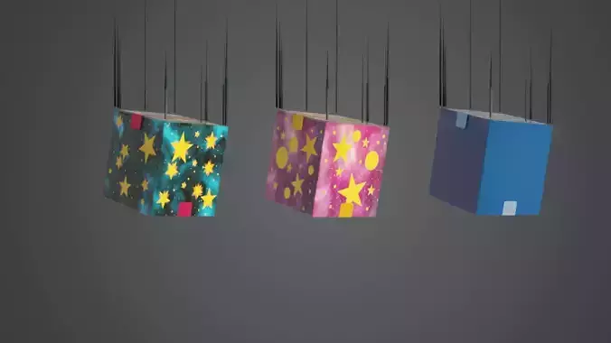 LootBox gift box with stars Low-poly 3D model