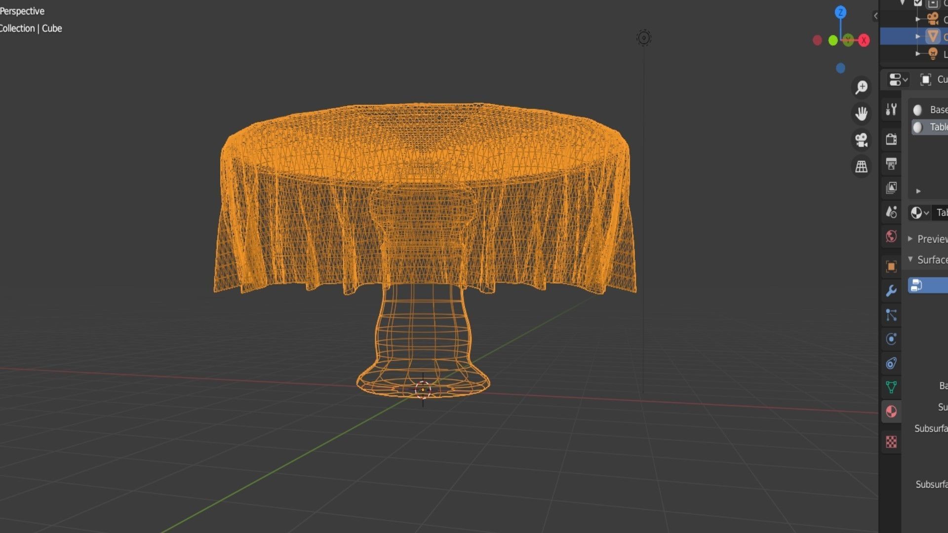 Fancy Table with Cloth 3D model_1