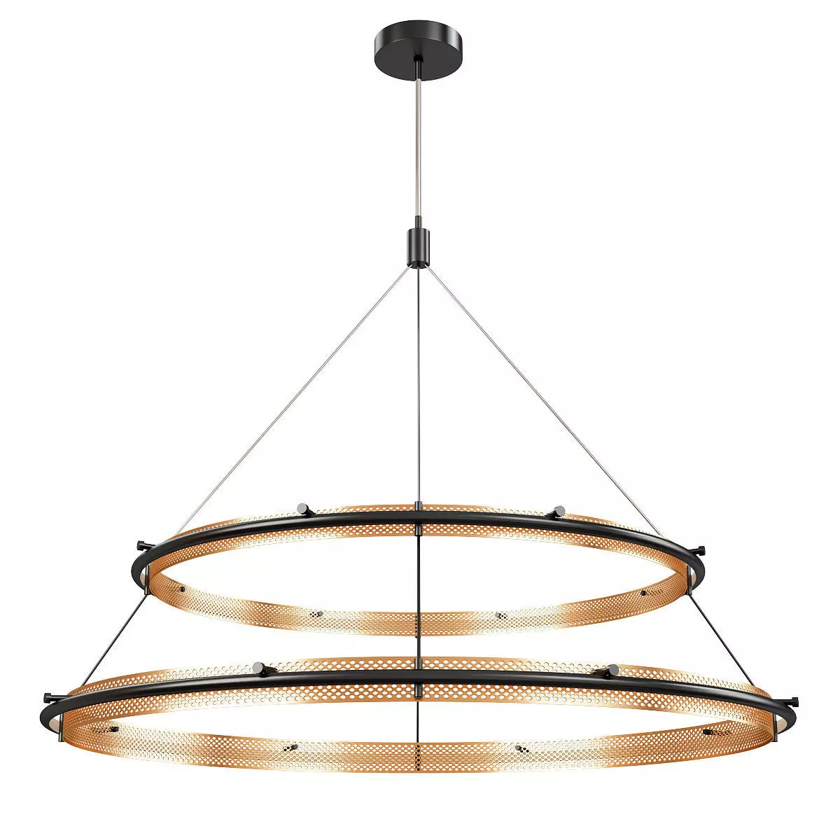 Perforated Double LED Chandelier Low-poly 3D model_0