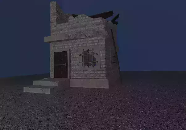 Broken building 3D Low-Poly Model