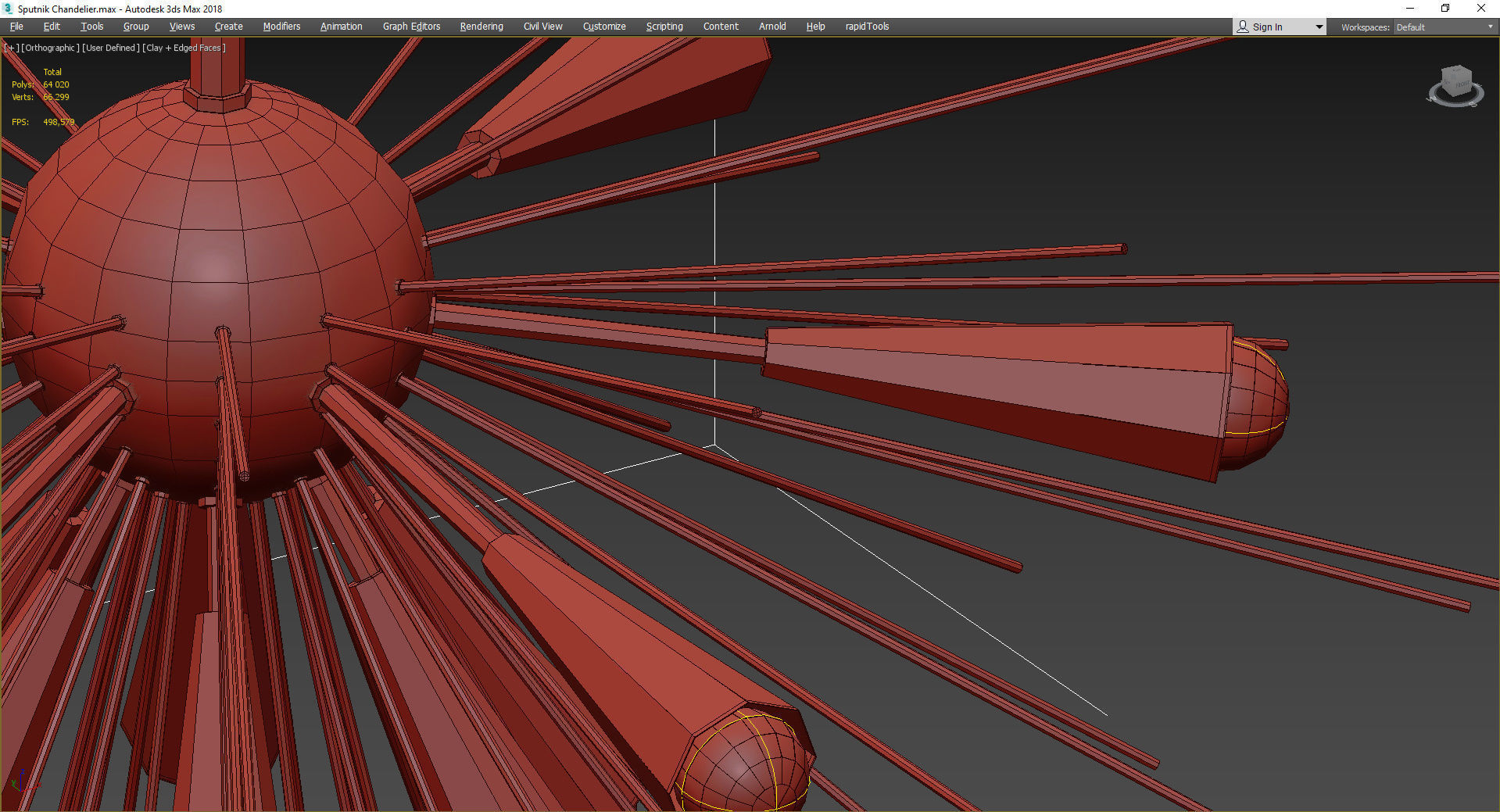 Sputnik Chandelier Low-poly 3D model_4