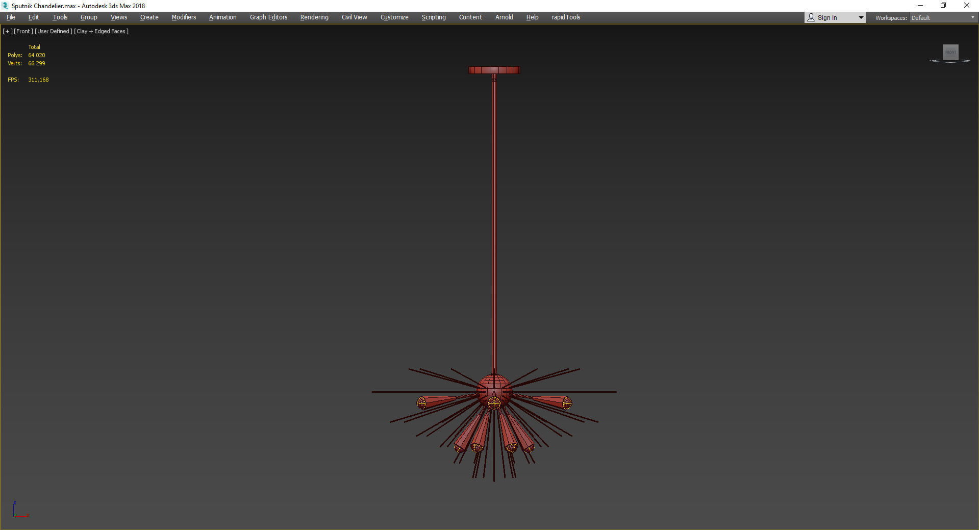 Sputnik Chandelier Low-poly 3D model_2