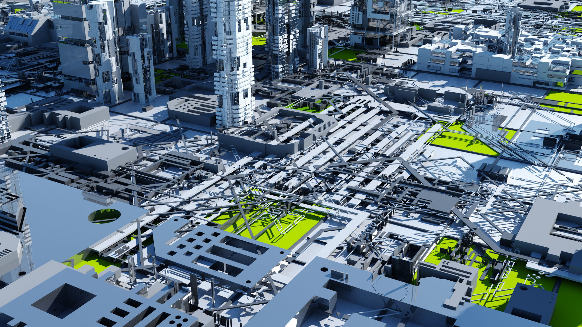 Sci-Fi Tech City 3D model_1