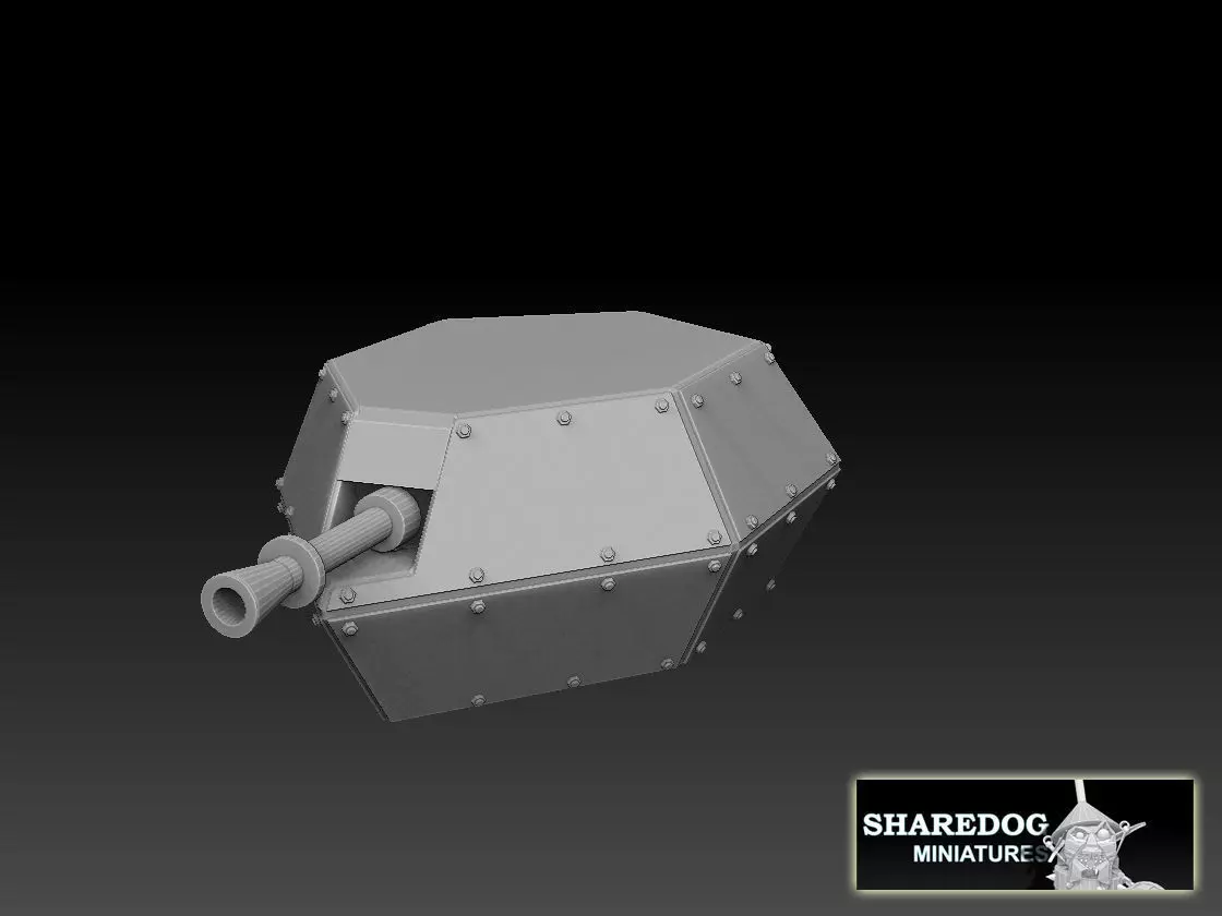 Tank Box Gun Turret 3D print model_0