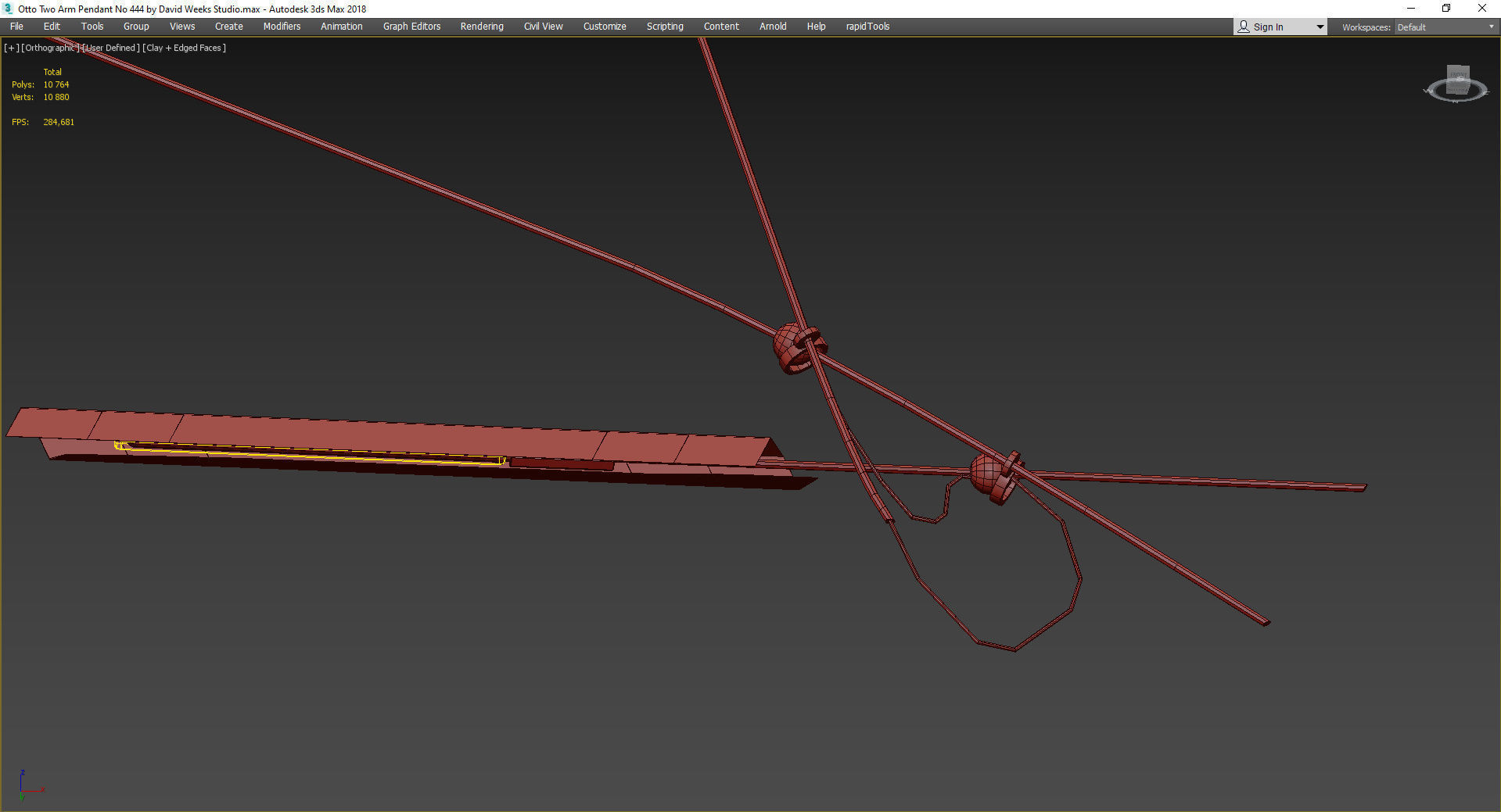 Otto Two Arm Pendant No 444 by David Weeks Studio Low-poly 3D model_3