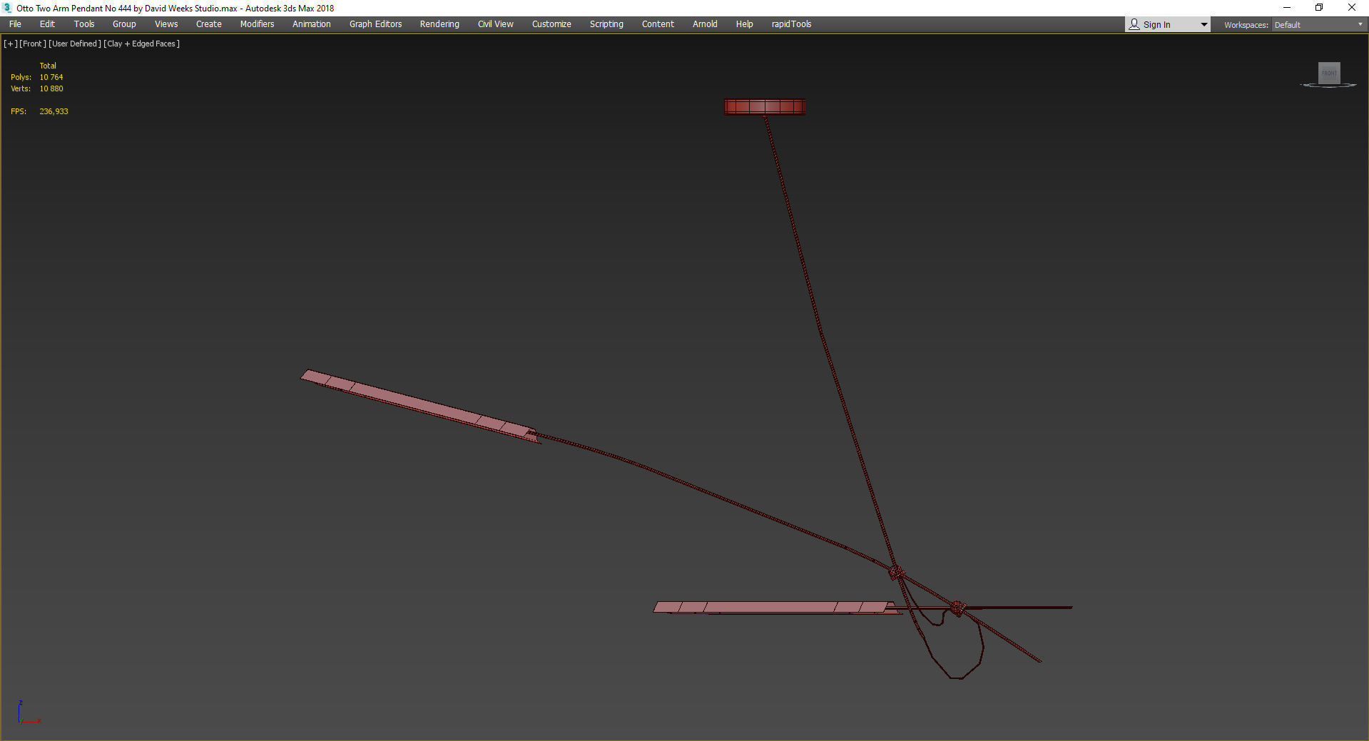 Otto Two Arm Pendant No 444 by David Weeks Studio Low-poly 3D model_2