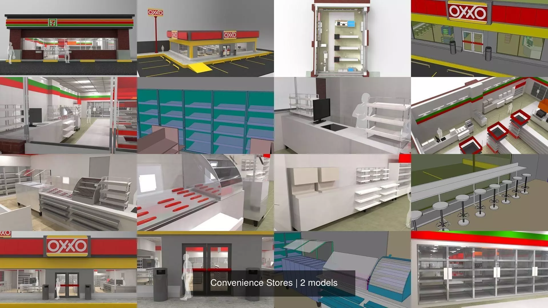 Convenience Stores 3D Model Collection_0