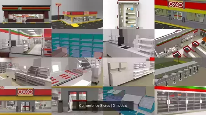 Convenience Stores 3D Model Collection