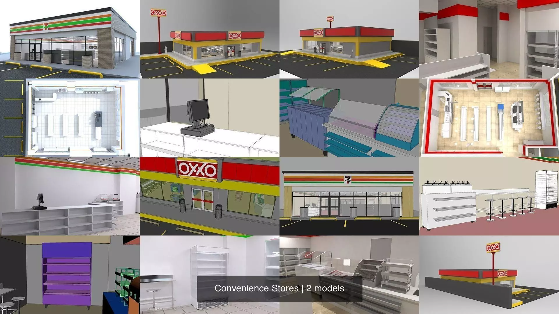 Convenience Stores 3D Model Collection_1