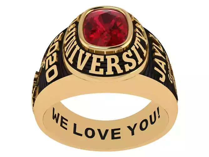 Personalized Class Ring 4 - Cushion Gem for Females