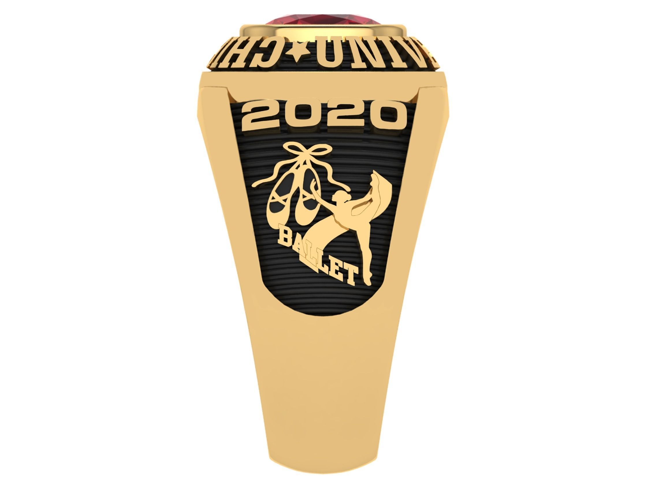 Personalized Class Ring 4 - Cushion Gem for Females 3D print model_3