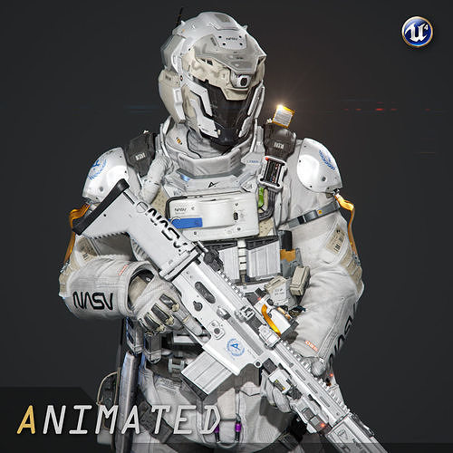 SCIFI - SPACE SOLDIER Low-poly 3D model