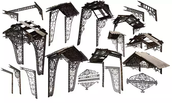 Wrought iron canopy 01 Low-poly 3D model