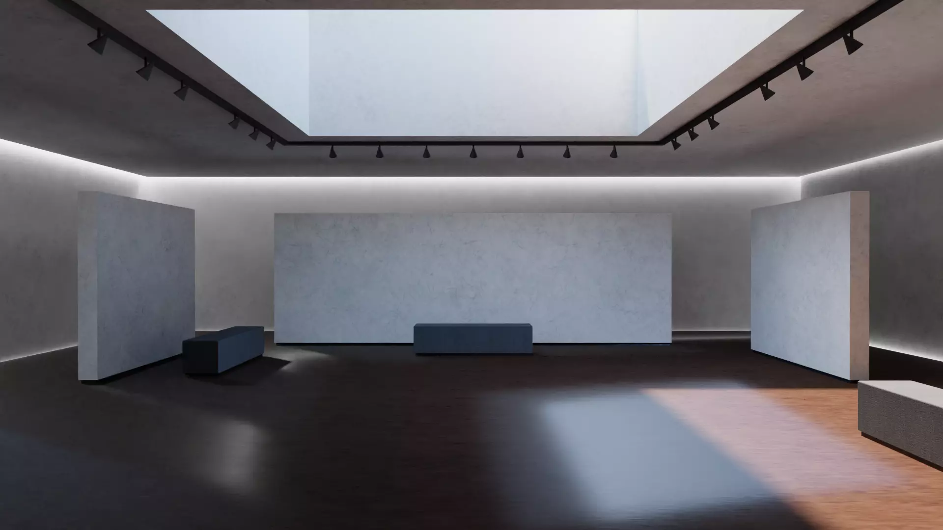 VR Square Gallery Low-poly 3D model_0