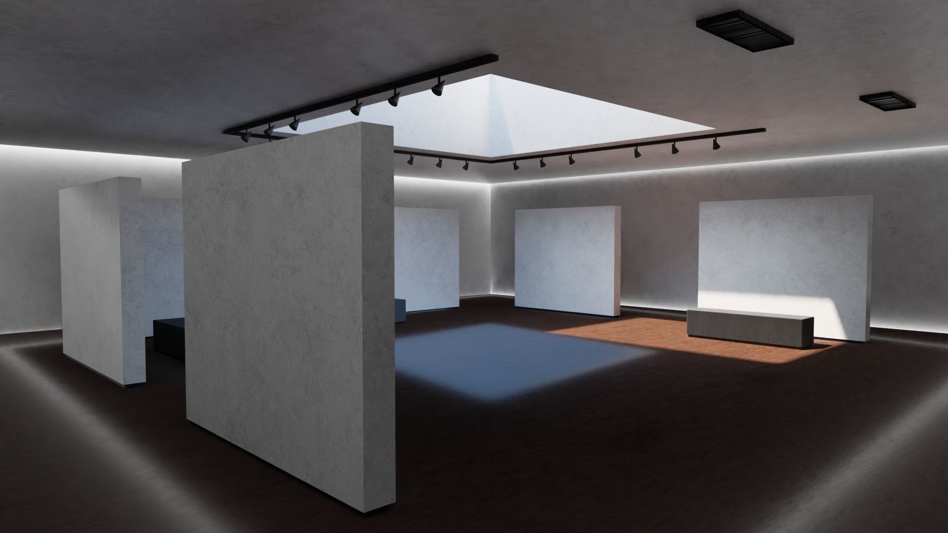 VR Square Gallery Low-poly 3D model_1