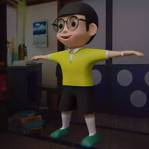 JAPANESE BOY and Glasses ANIME CHILD CARTOON CHARACTER 3D MODEL