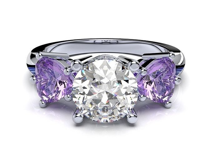 Trilogy Engagement Ring Women Wedding Ring CAD Model-CC120 3D print model
