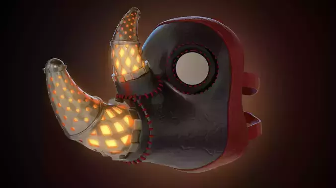 Printable Rhinoceros Doctor Plague Mask Low-poly 3D model