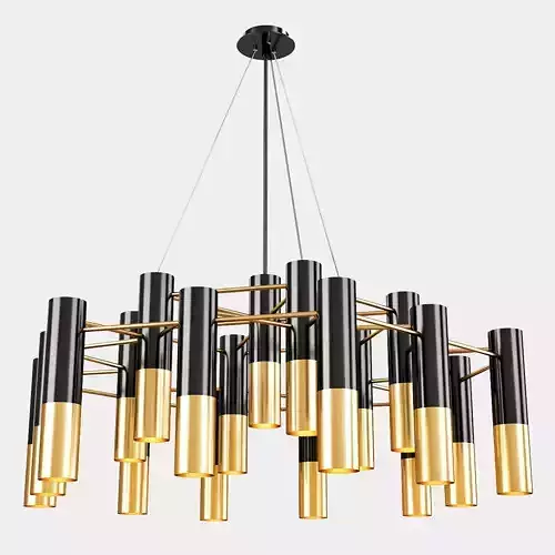 MIDCENTURI CHANDELIER WITH IKE TUNNEL LAMPS
