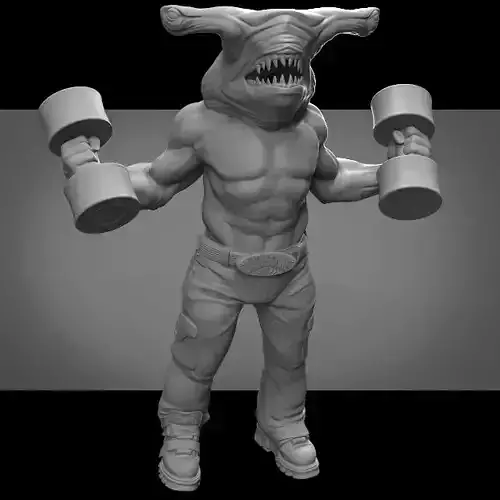 Crossfit Hammerhead Shark Man 3D print model