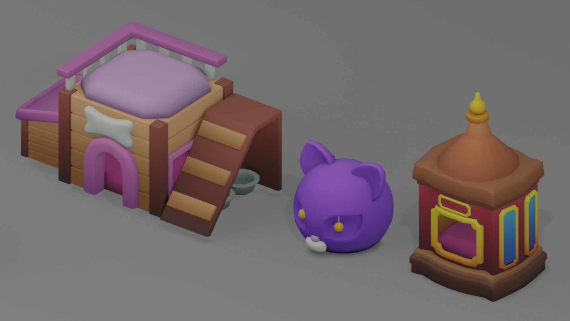 Stylized Low Poly Pets Assets Pack Low-poly 3D model_8
