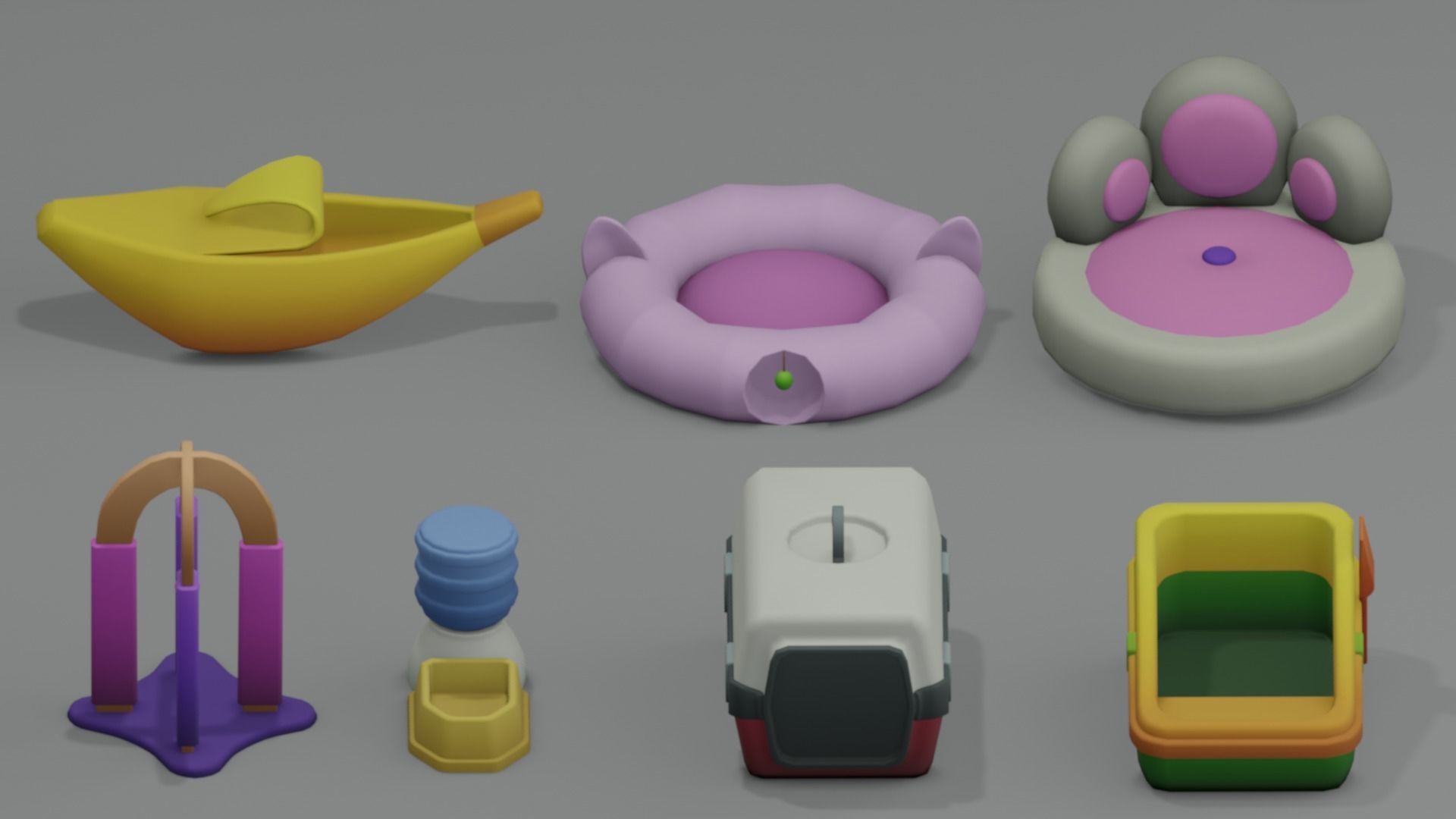 Stylized Low Poly Pets Assets Pack Low-poly 3D model_1