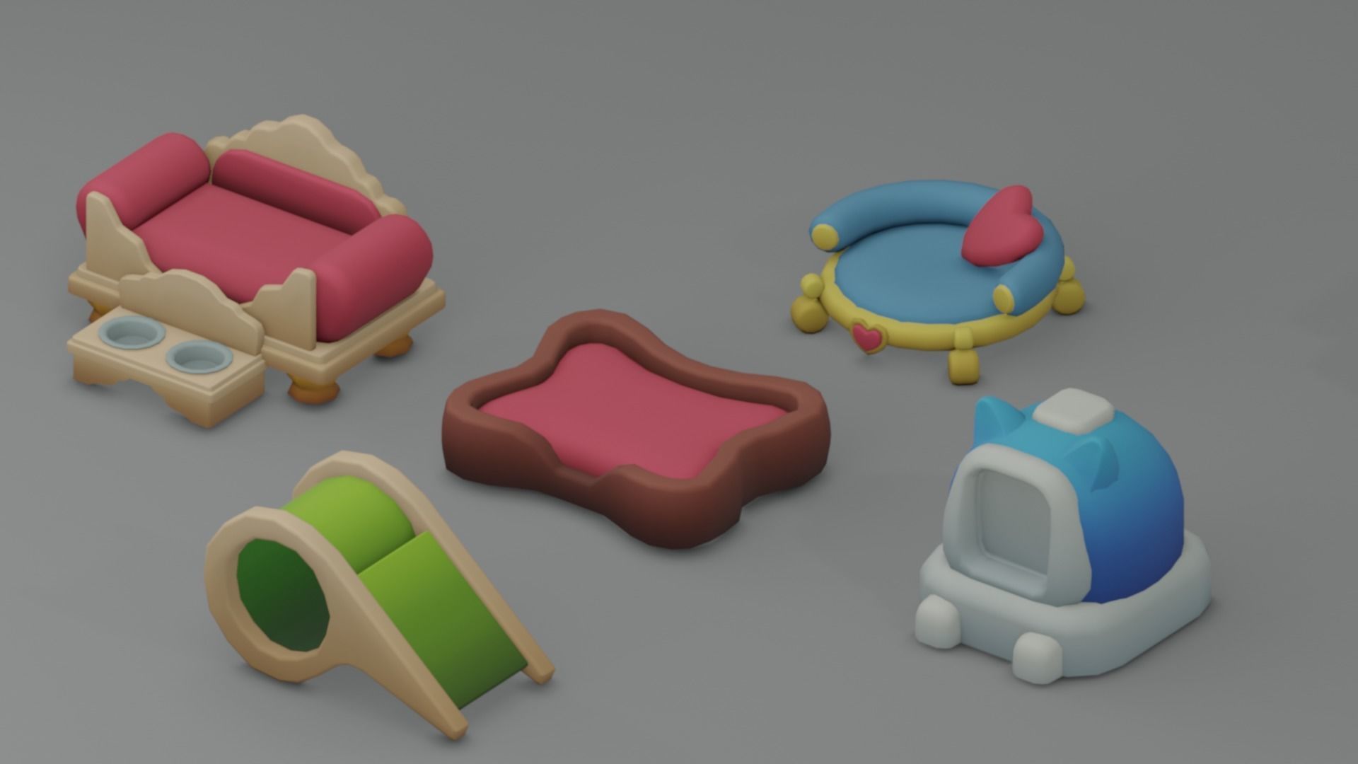 Stylized Low Poly Pets Assets Pack Low-poly 3D model_9
