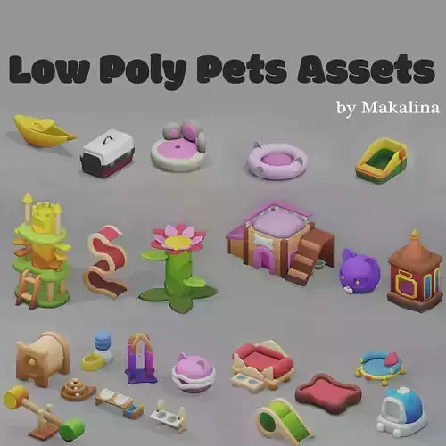 Stylized Low Poly Pets Assets Pack