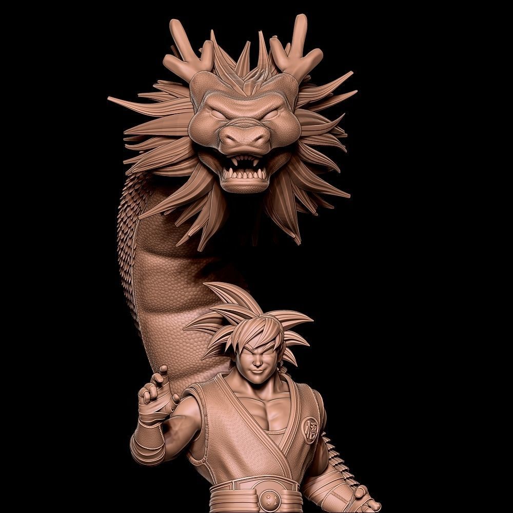 Goku and Shenlong - Fanart Statue 3D print model_7