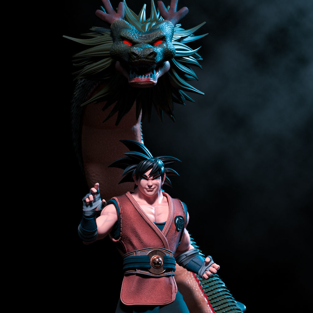 Goku and Shenlong - Fanart Statue 3D print model_8