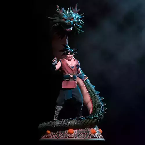Goku and Shenlong - Fanart Statue 3D print model