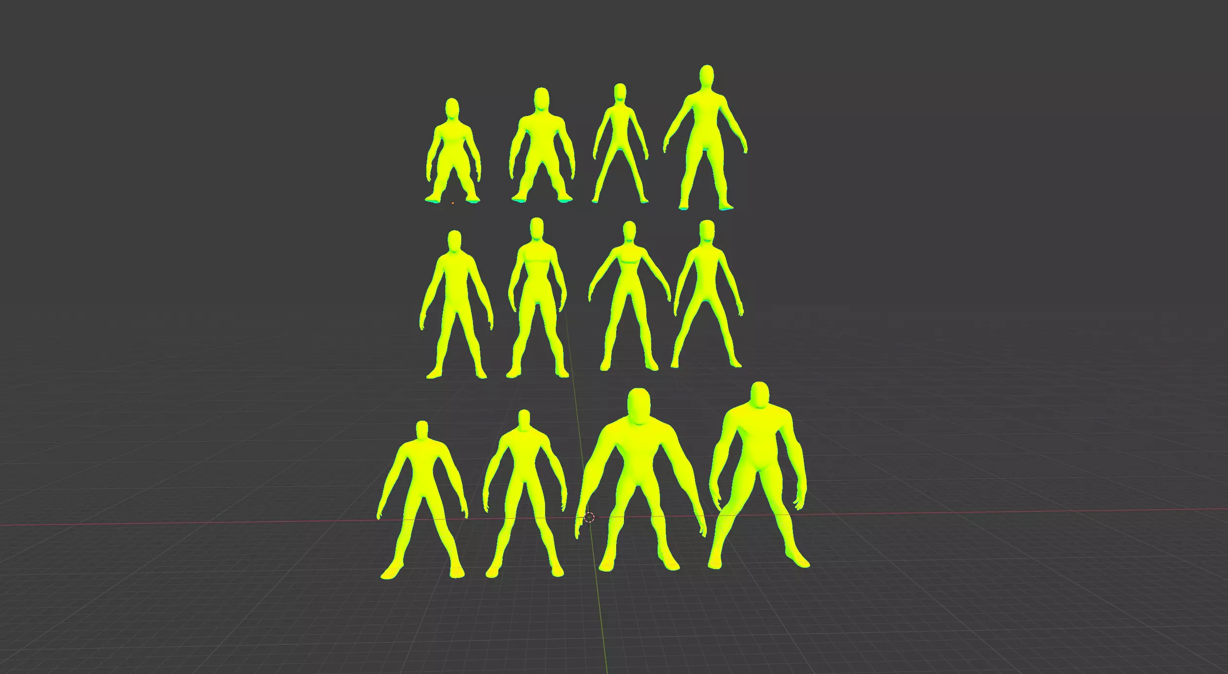 Alien Fantasy Character Base Meshes Low-Medium Poly Low-poly 3D model