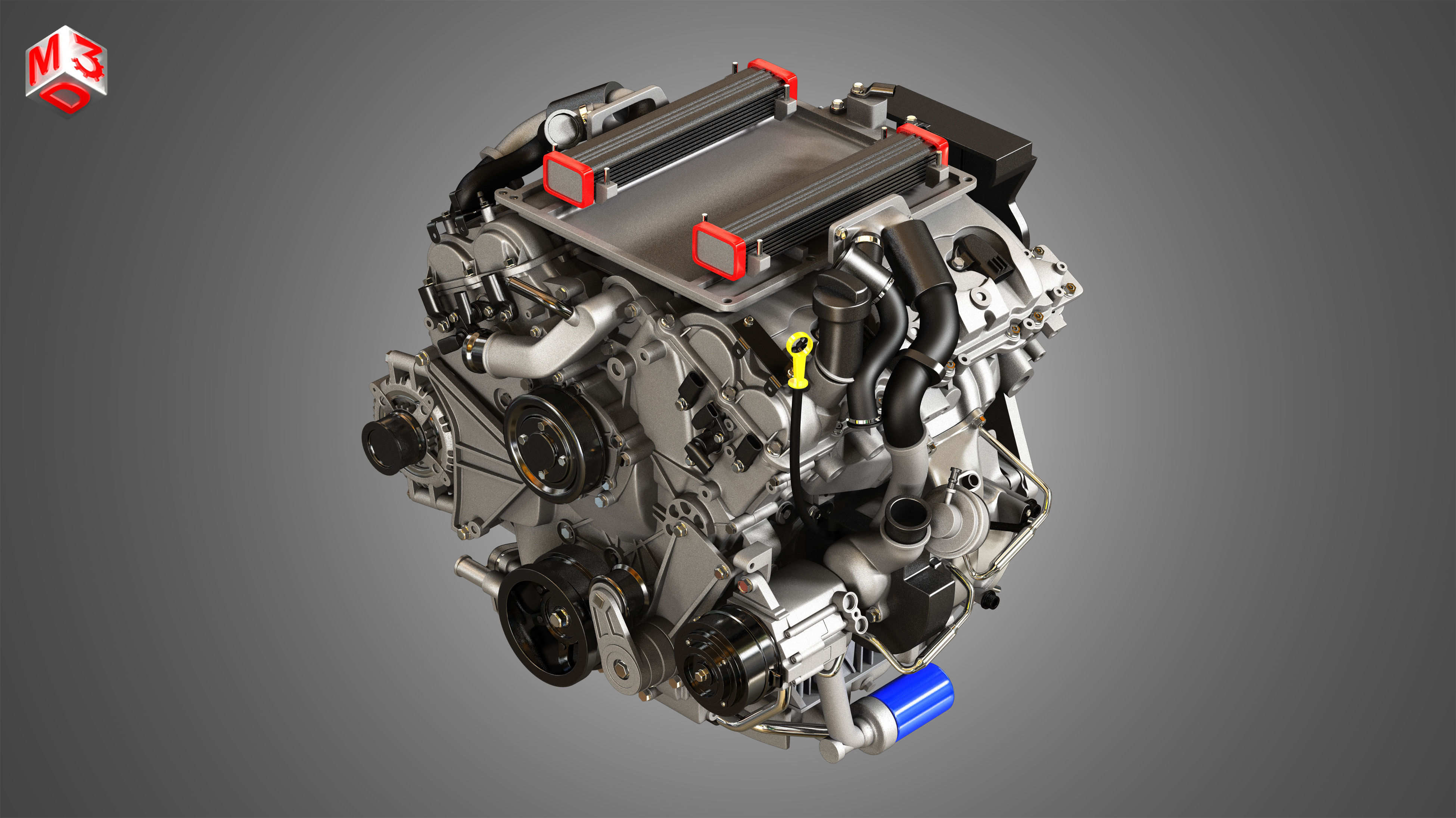 XTS Engine - V6 Twin Turbo Engine - With Interior Parts 3D model_15