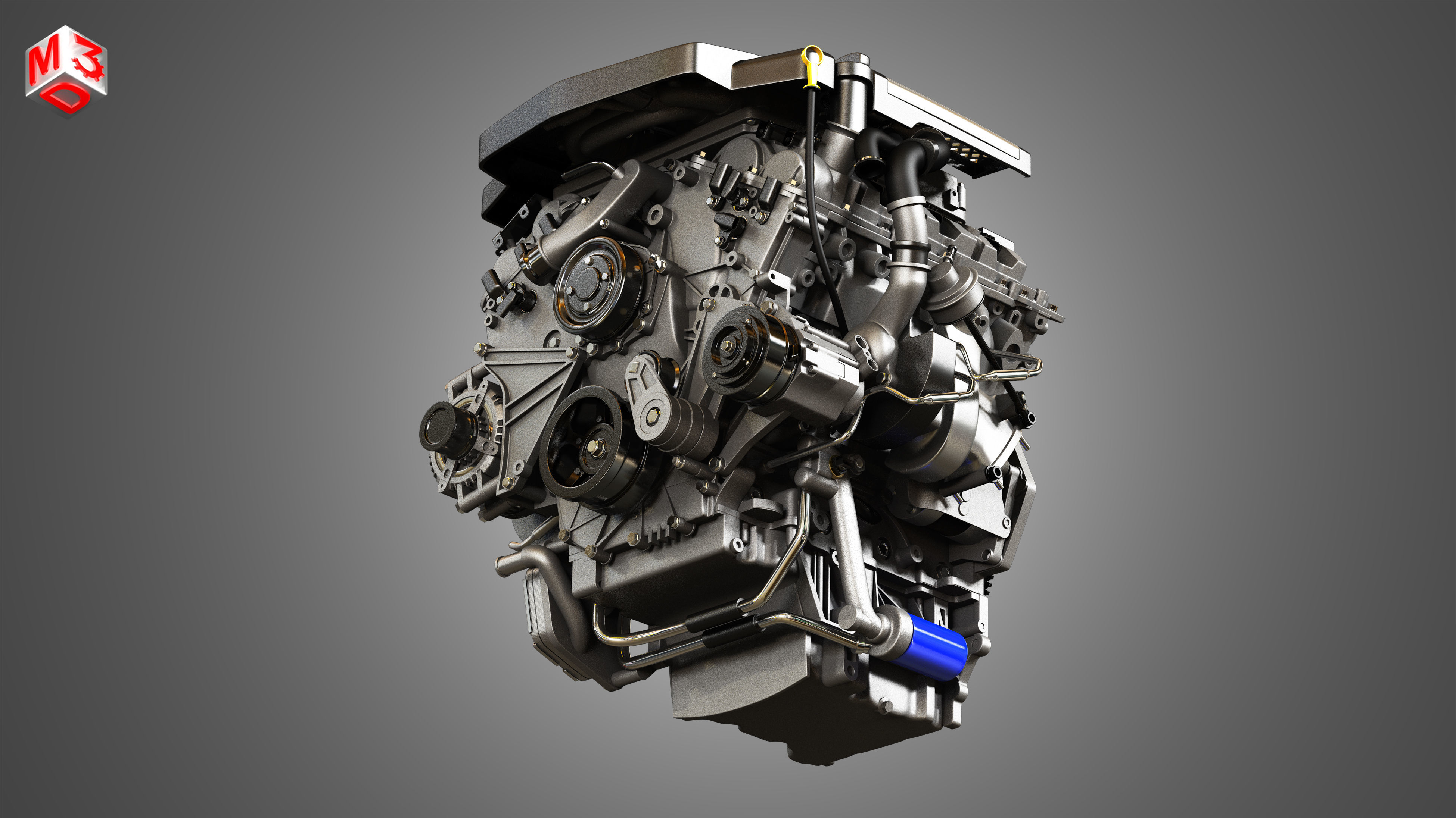 XTS Engine - V6 Twin Turbo Engine - With Interior Parts 3D model_10