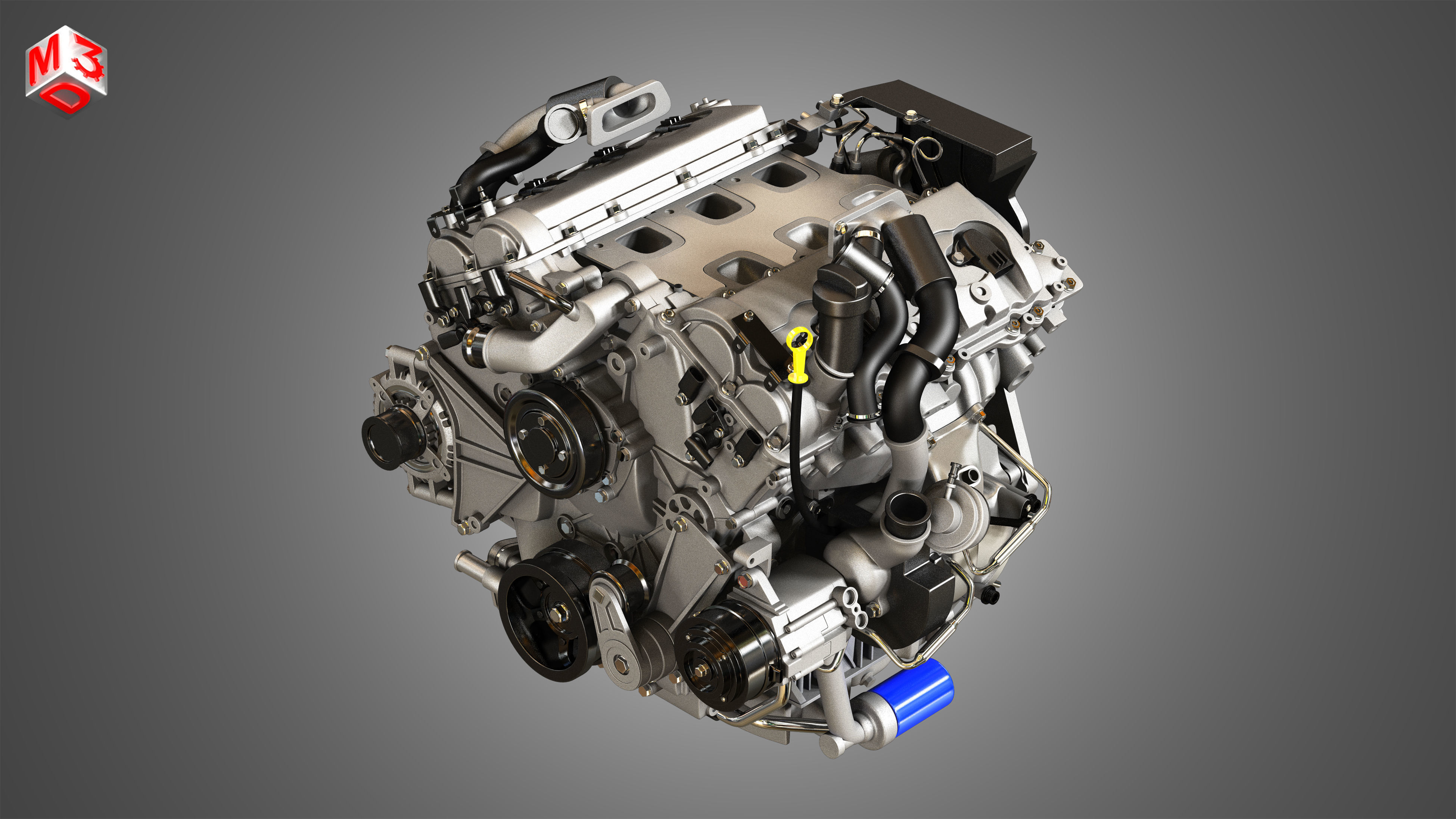 XTS Engine - V6 Twin Turbo Engine - With Interior Parts 3D model_16