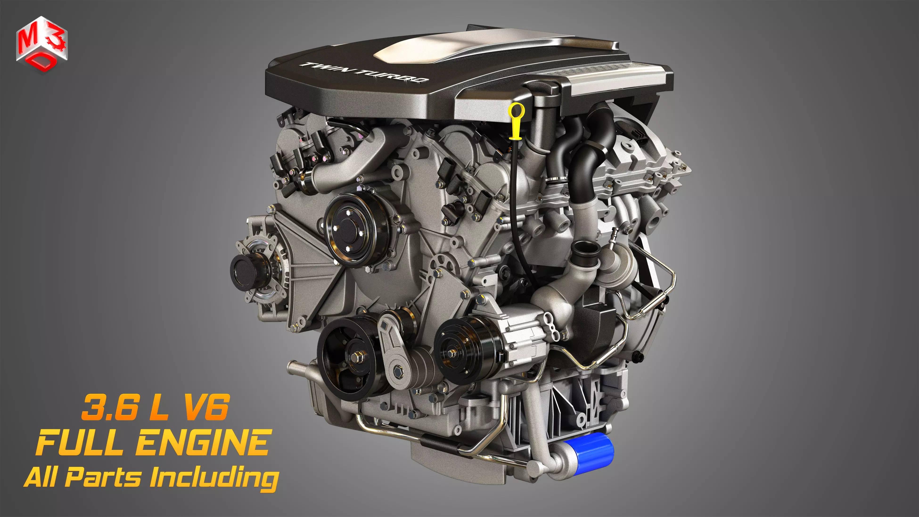 XTS Engine - V6 Twin Turbo Engine - With Interior Parts 3D model_0