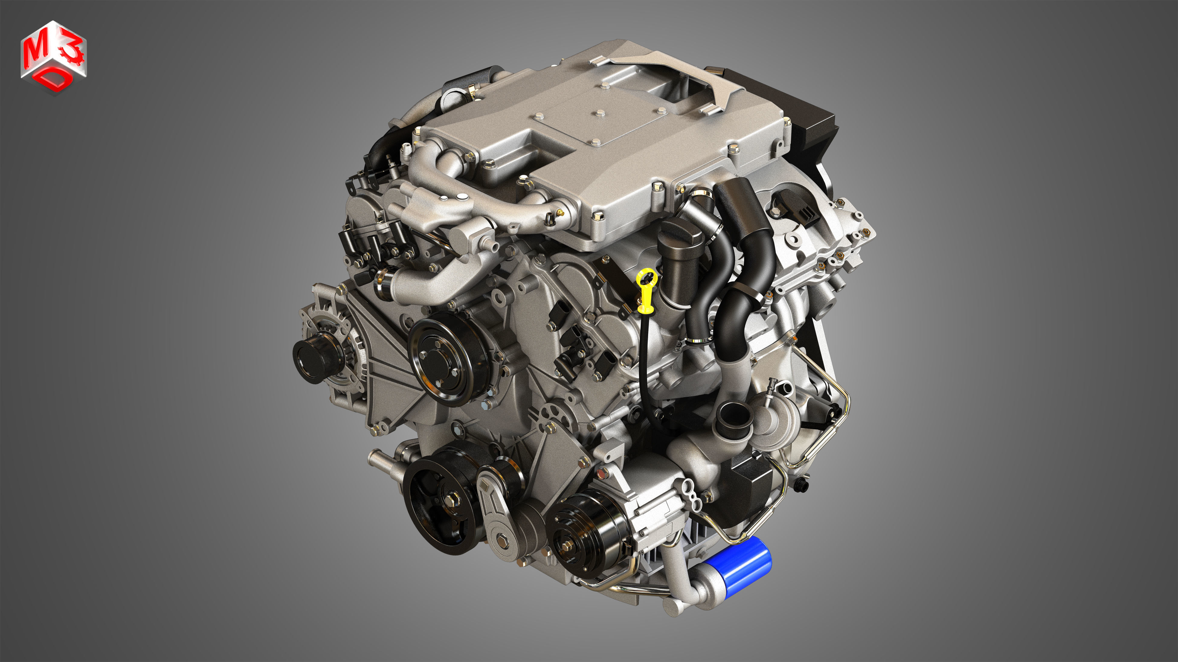 XTS Engine - V6 Twin Turbo Engine - With Interior Parts 3D model_14