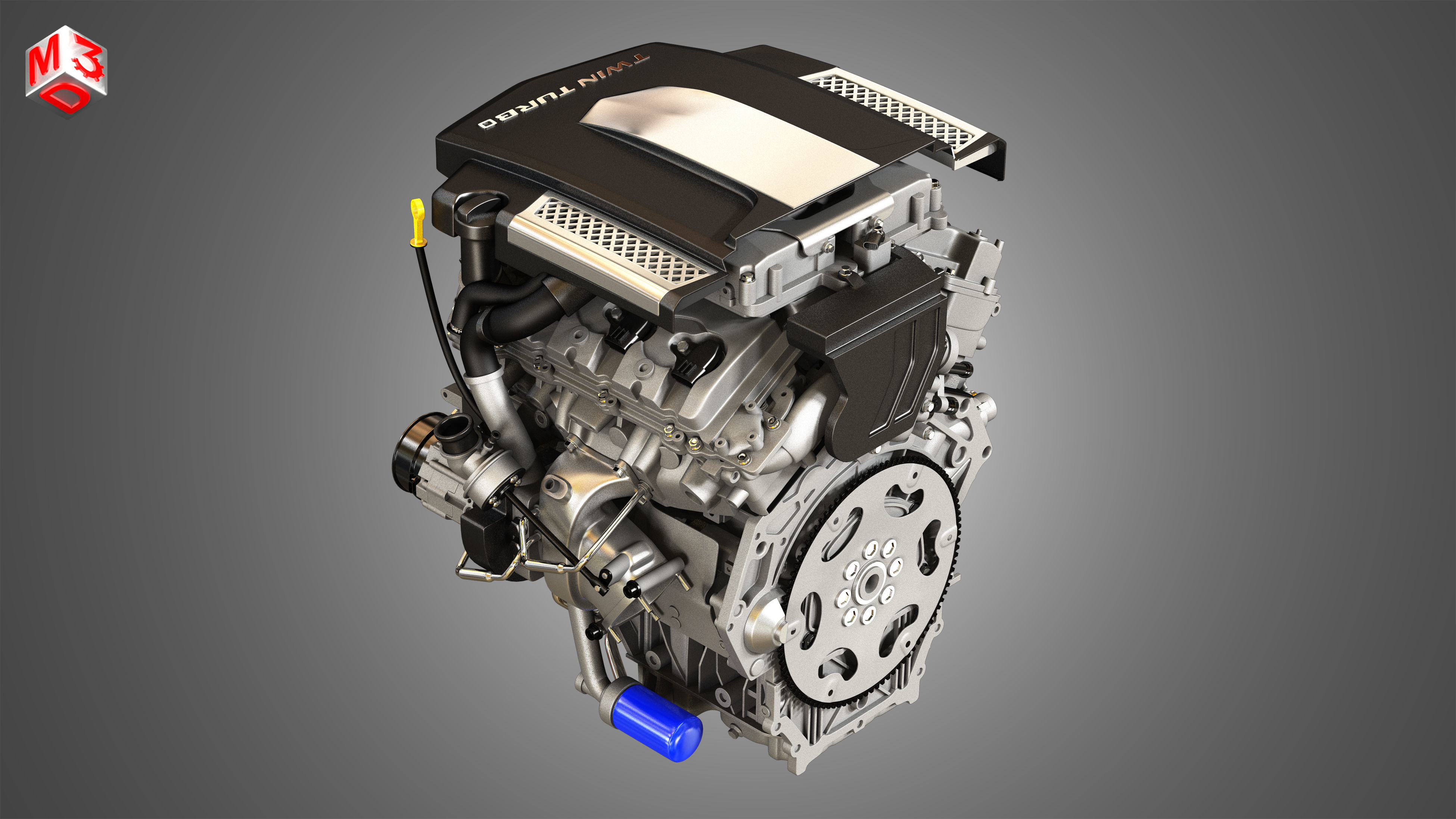 XTS Engine - V6 Twin Turbo Engine - With Interior Parts 3D model_9