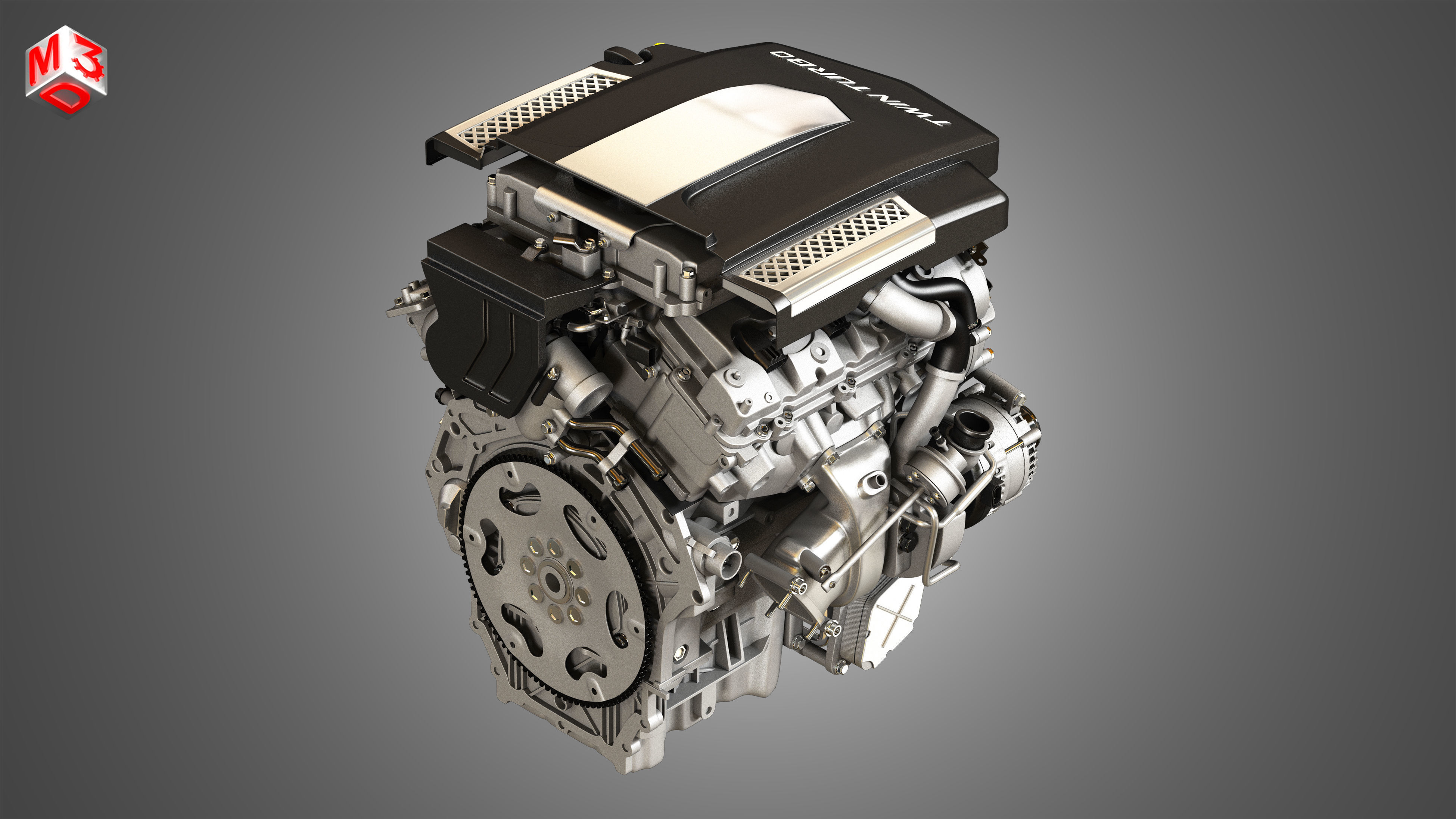 XTS Engine - V6 Twin Turbo Engine - With Interior Parts 3D model_7