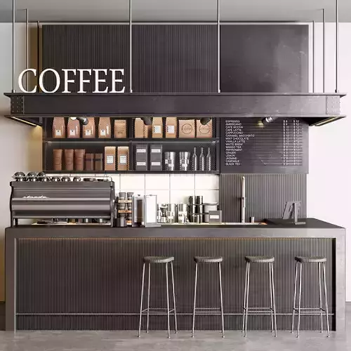 industrial coffee shop 3D model