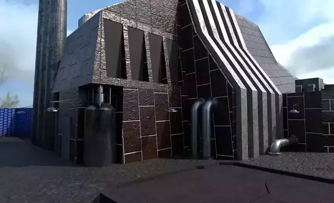 Textured Industrial Factory District Facility