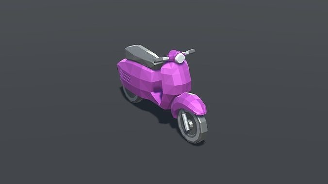 Scooter Retro Old Low Poly Low-poly 3D model