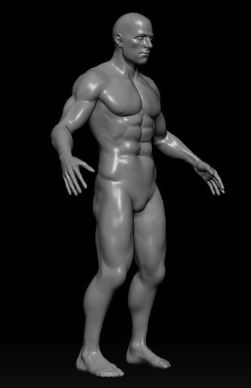 Male Base Mesh with rigged and retopod Versions Low-poly 3D model_3